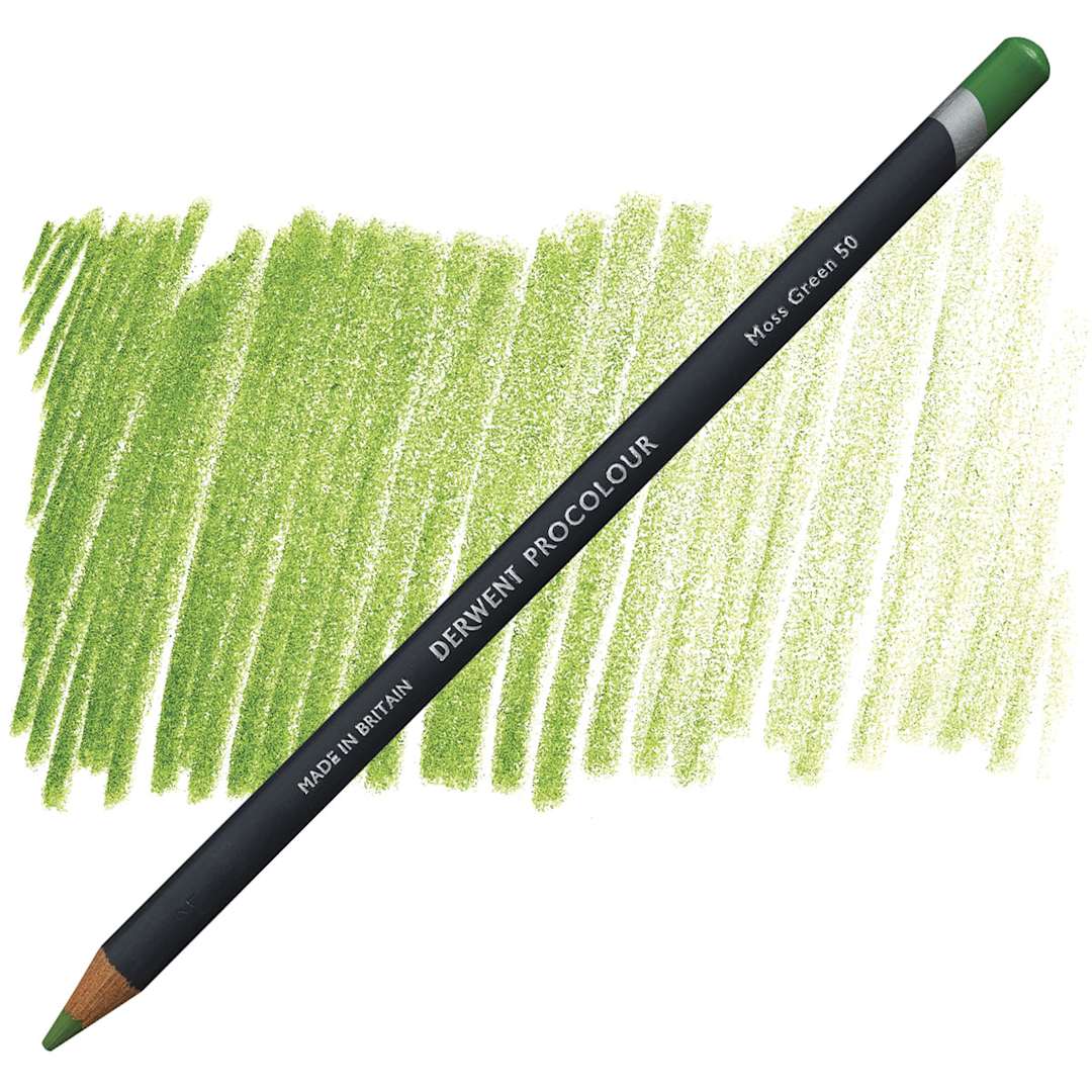 Open in modal - Derwent ProColour Colored Pencil - Moss Green pencil and swatch