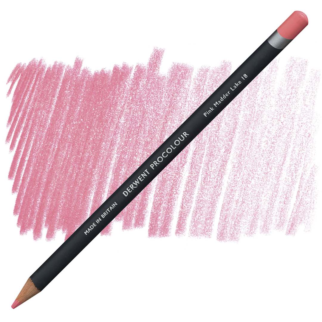Open in modal - Derwent ProColour Colored Pencil - Pink Madder Lake pencil and swatch