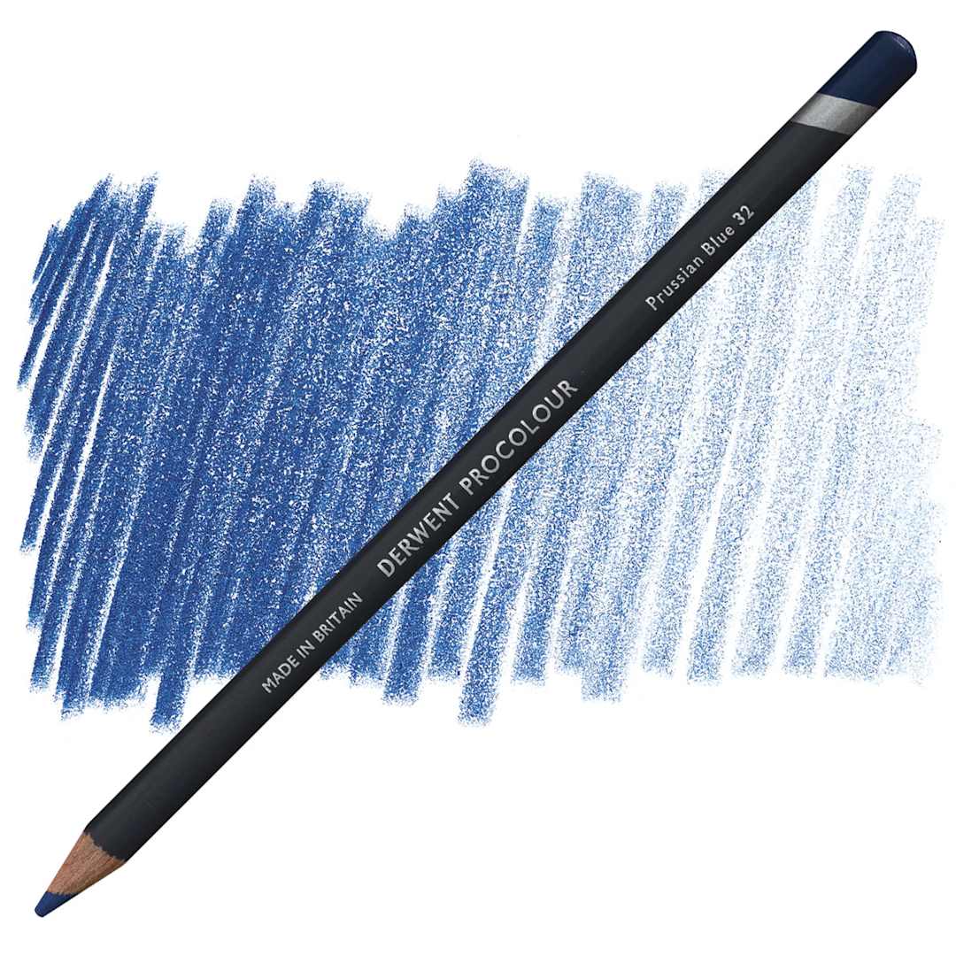 Open in modal - Derwent ProColour Colored Pencil - Prussian Blue pencil and swatch