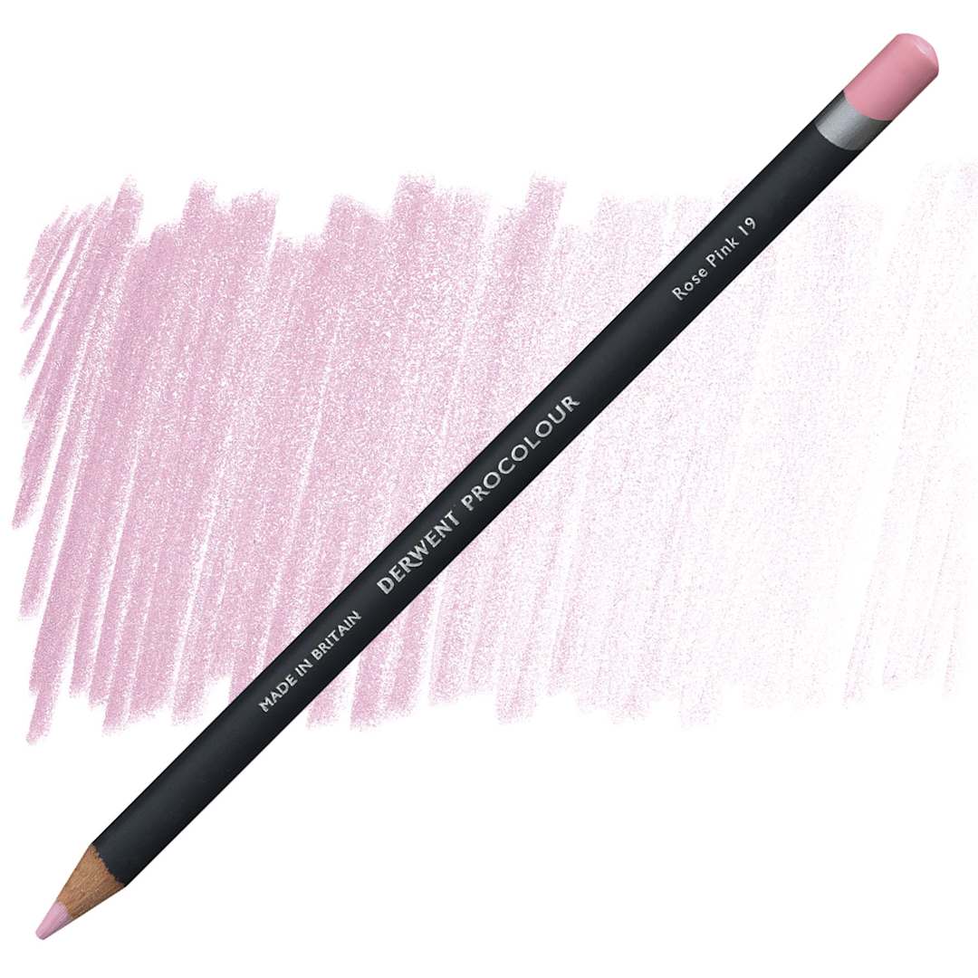 Open in modal - Derwent ProColour Colored Pencil - Rose Pink pencil and swatch