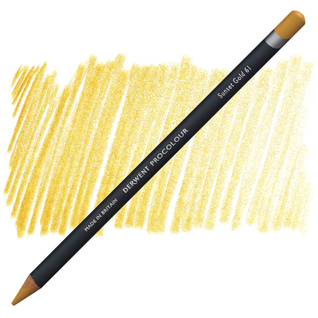 Open in modal - Derwent ProColour Colored Pencil - Sunset Gold pencil and swatch