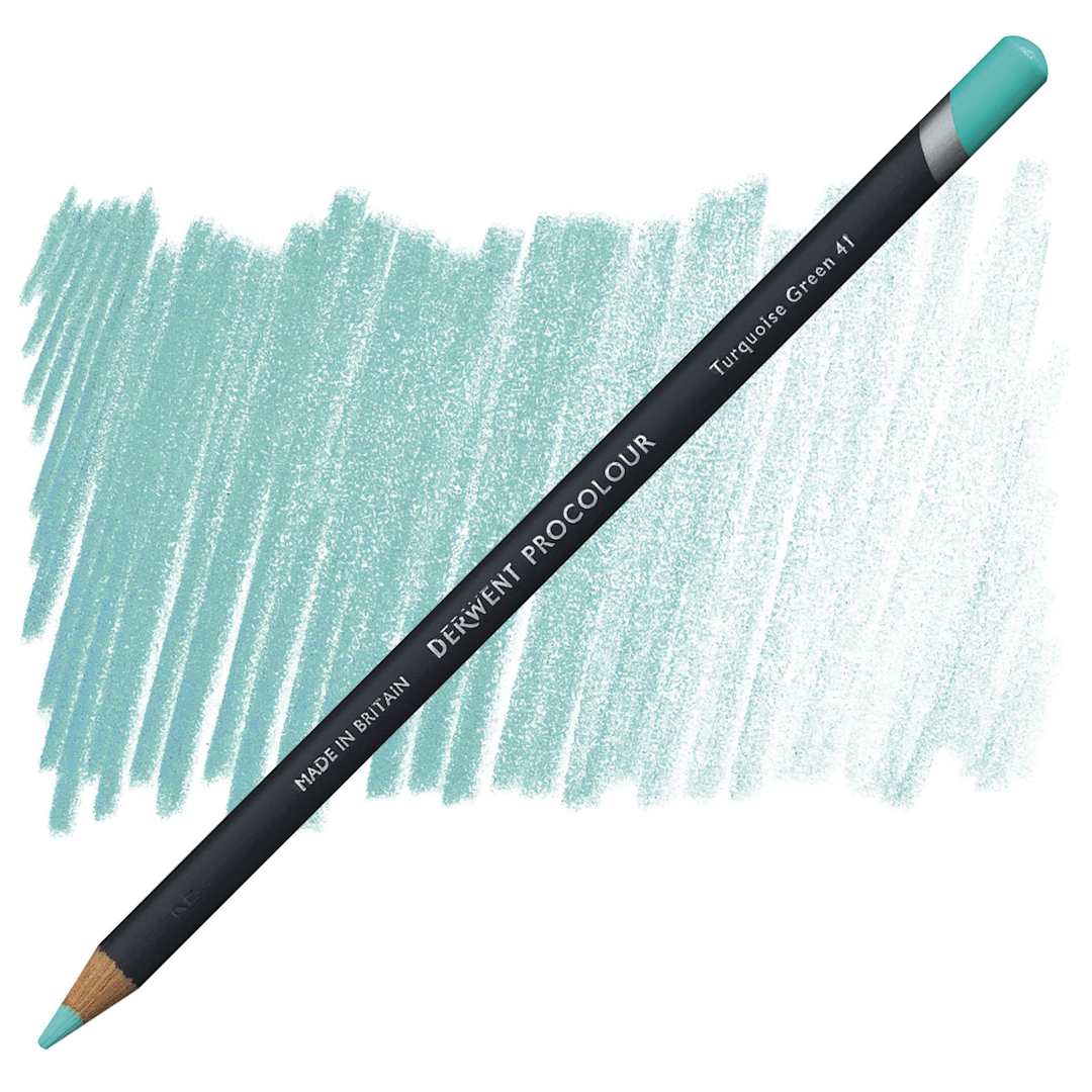 Open in modal - Derwent ProColour Colored Pencil - Turquoise Green pencil and swatch