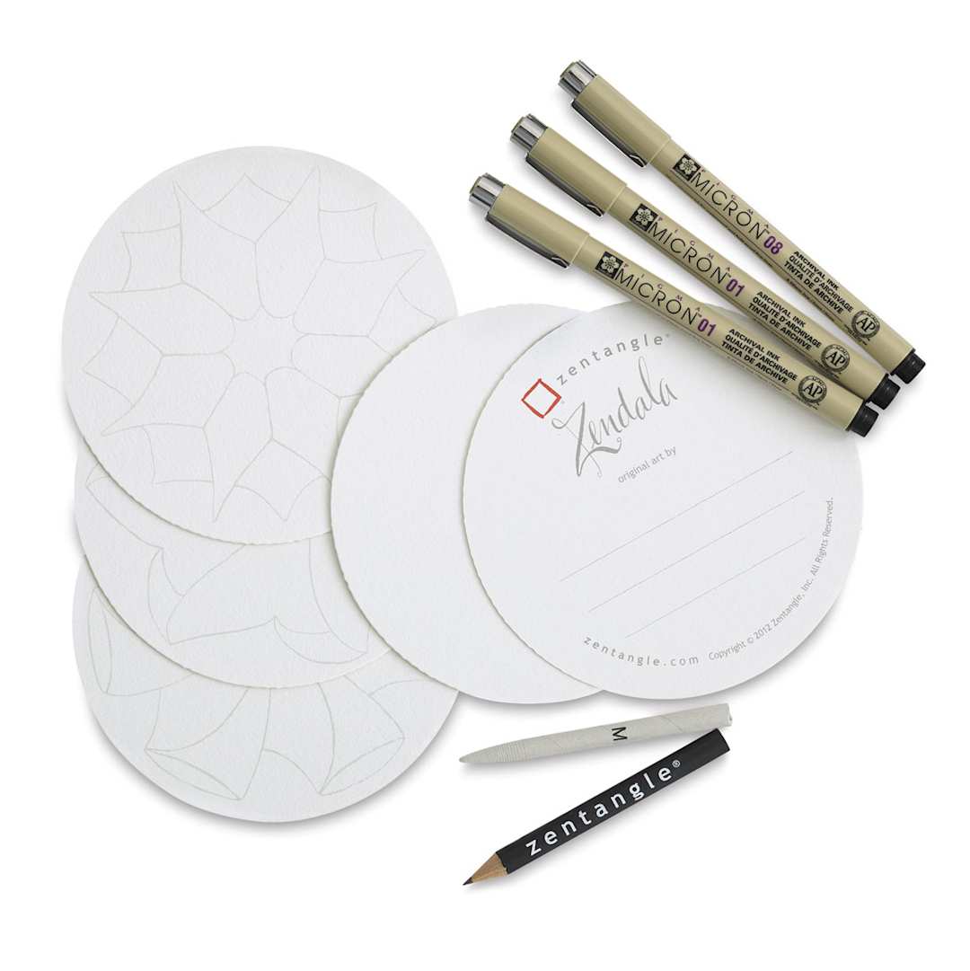 Open in modal - Sakura Zentangle Drawing Sets - Components of Round Zendala Tangles Set