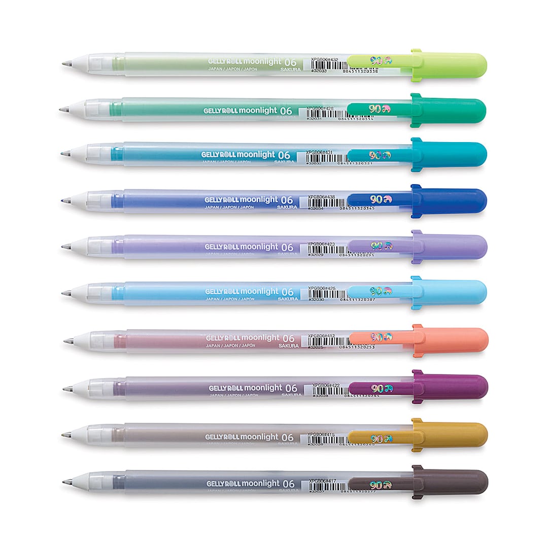 Open in modal - Sakura Gelly Roll Moonlight Pens - Pastel and Dark Colors, Set of 10, Fine Point