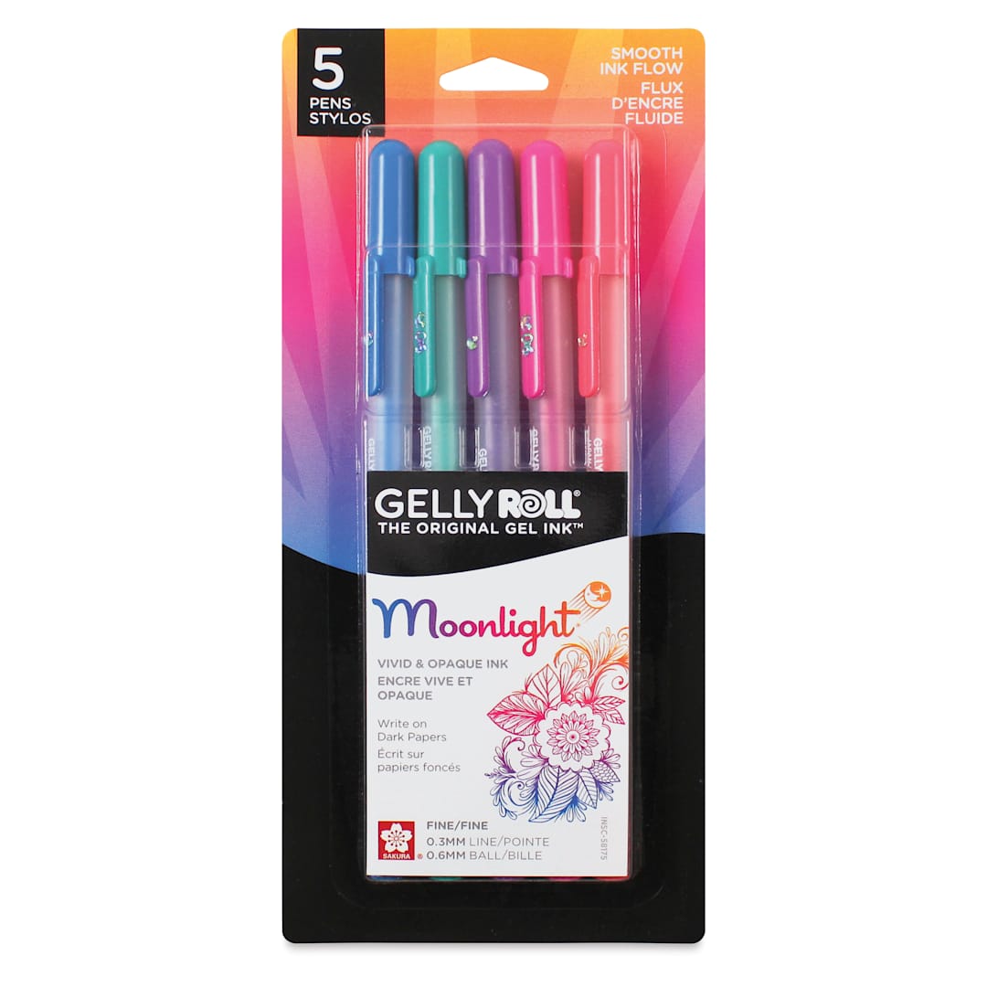 Open in modal - Sakura Gelly Roll Moonlight Pens - Dusk Colors, Set of 5, Fine Point front of packaging