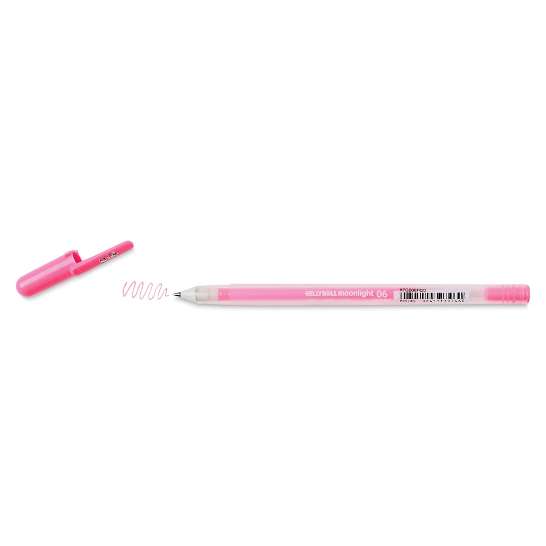 Open in modal - Sakura Gelly Roll Moonlight Pen - Fluorescent Pink, Fine Point with cap off