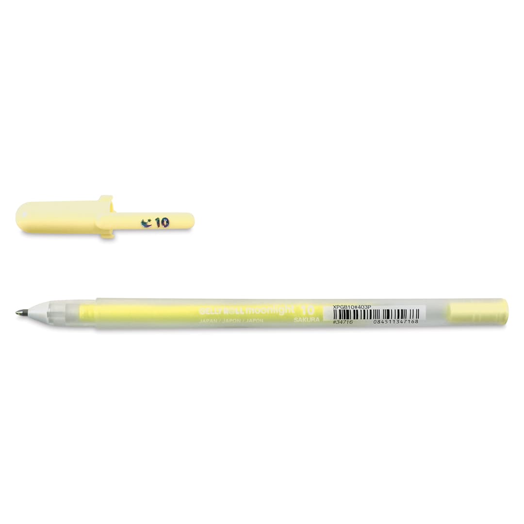 Open in modal - Sakura Gelly Roll Moonlight Pen - Pastel Yellow, Bold Point with cap off