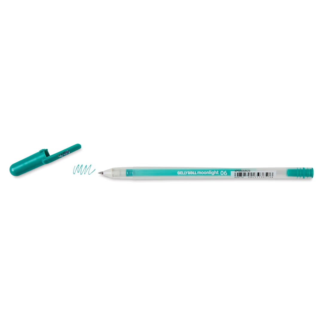 Open in modal - Sakura Gelly Roll Moonlight Pen - Green, Fine Point with cap off
