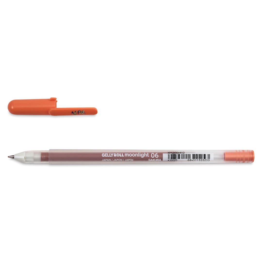 Open in modal - Sakura Gelly Roll Moonlight Pen - Pale Brown, Fine Point with cap off