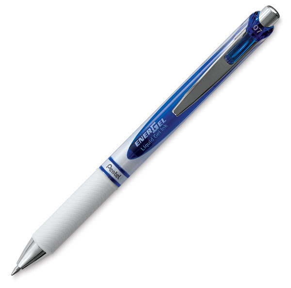 Open in modal - Pentel EnerGel Pearl Deluxe RTX Pen - Angled view of Blue Pen
