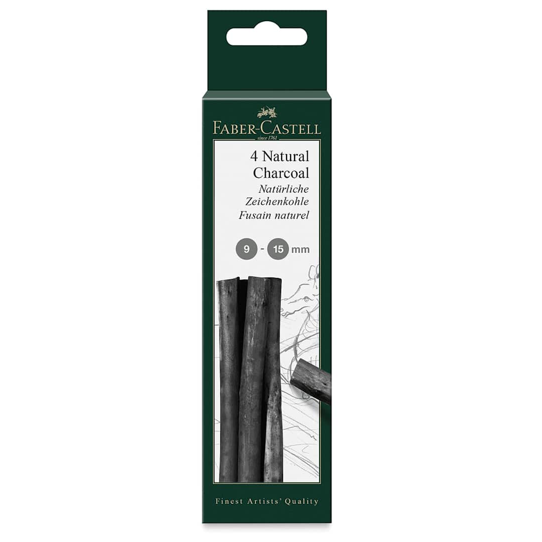 Open in modal - Faber-Castell Pitt Natural Willow Charcoal - Front of package of Set of 4, 9-15 mm