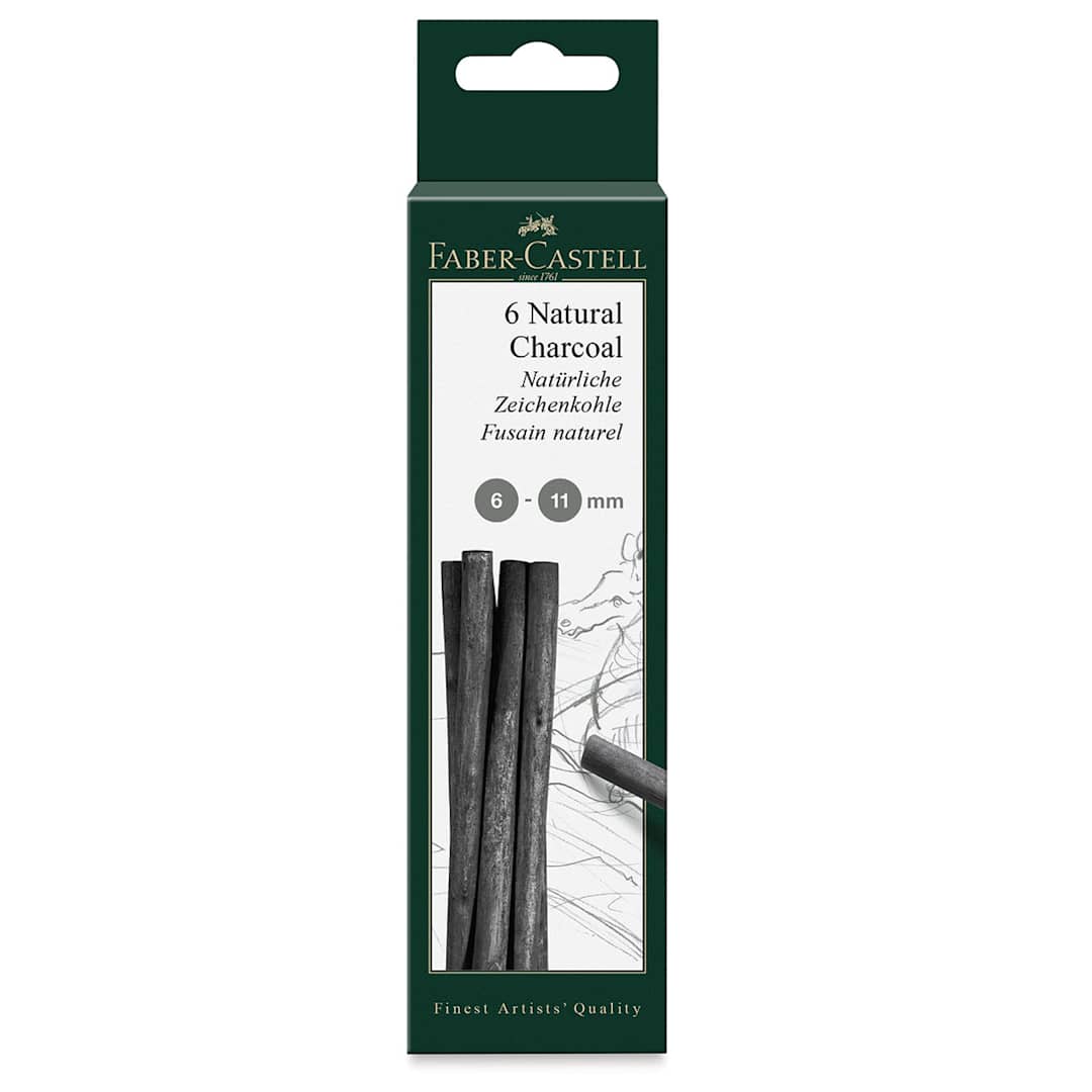 Open in modal - Faber-Castell Pitt Natural Willow Charcoal - Front of package of Set of 6, 6-11 mm