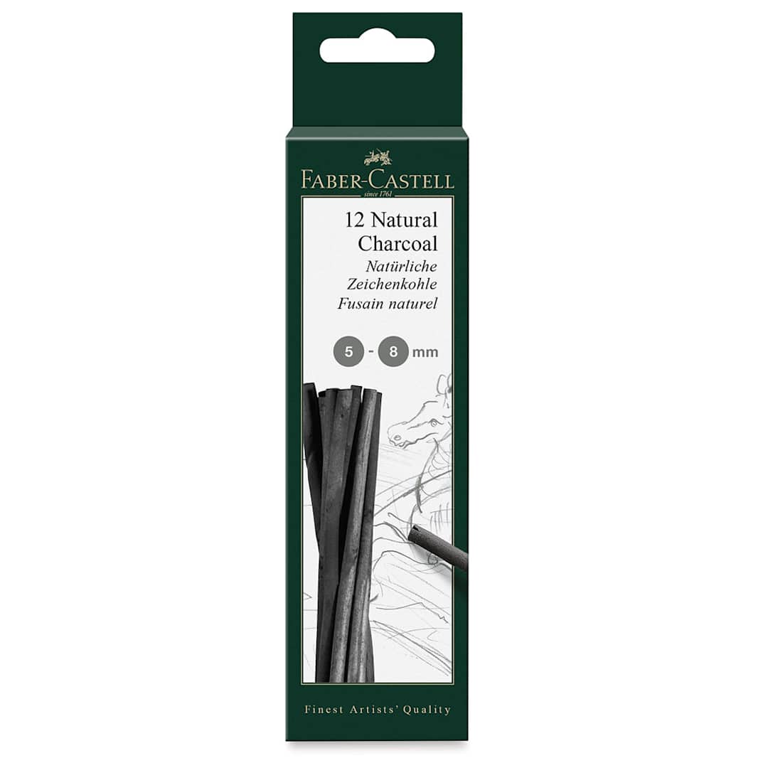 Open in modal - Faber-Castell Pitt Natural Willow Charcoal - Front of package of Set of 12, 5-8 mm 