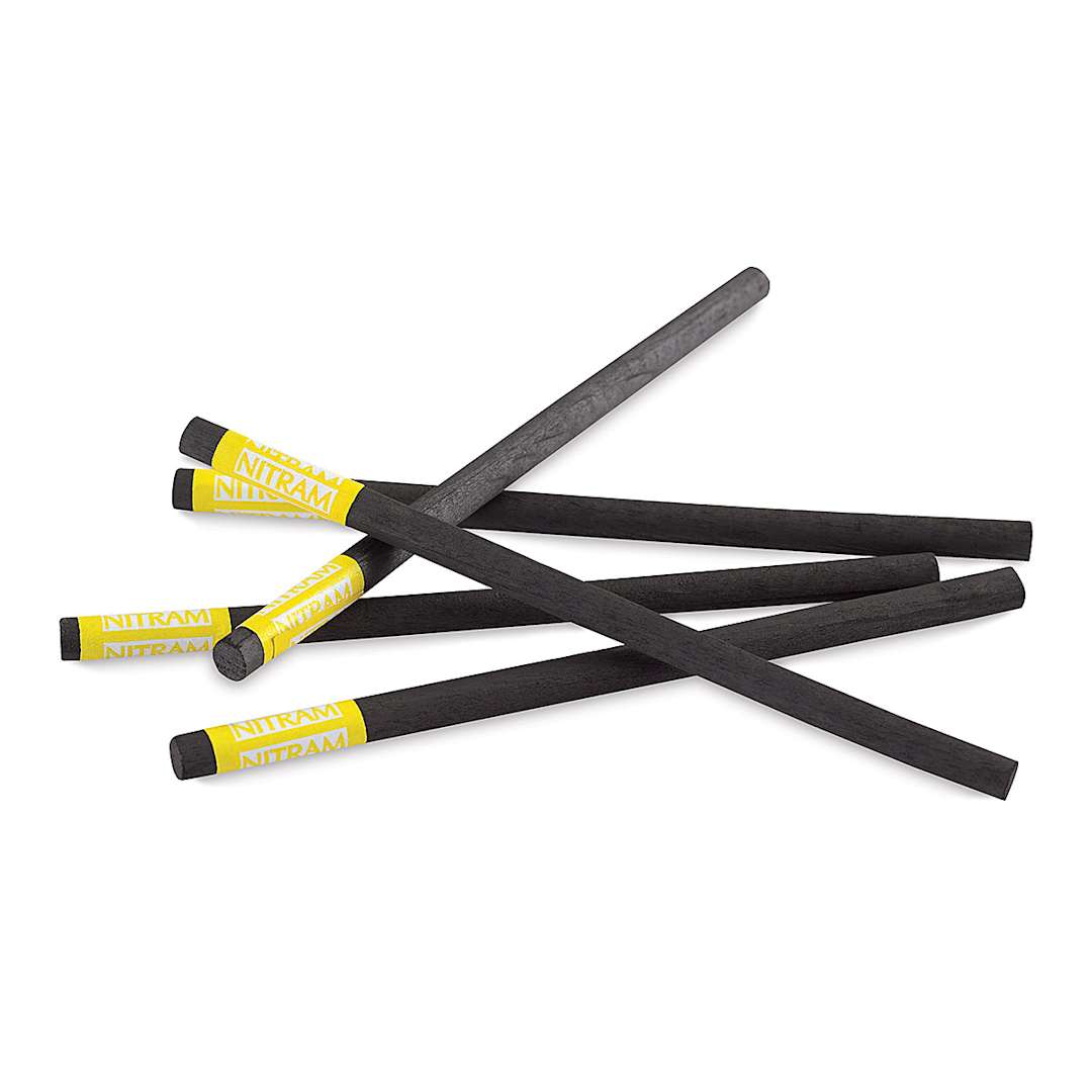 Open in modal - Fusains Beaux Arts Charcoal- Five 6 mm Extra Soft Small sticks shown in stack