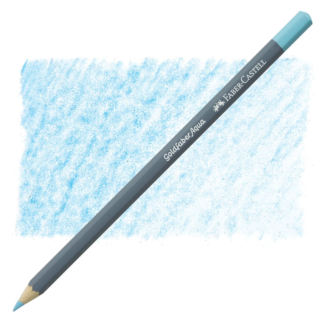 Open in modal - Faber Castell Goldfaber Aqua Watercolor Pencil - Pastel Pthalo Blue 445 pencil and swatch