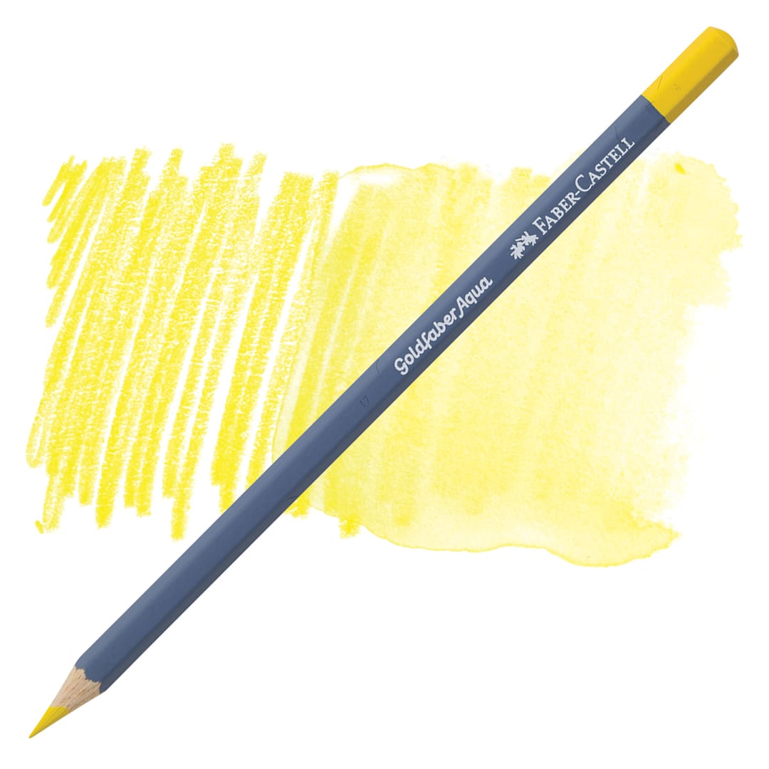 Open in modal - Faber Castell Goldfaber Aqua Watercolor Pencil - Cadmium Yellow 107 pencil and swatch
