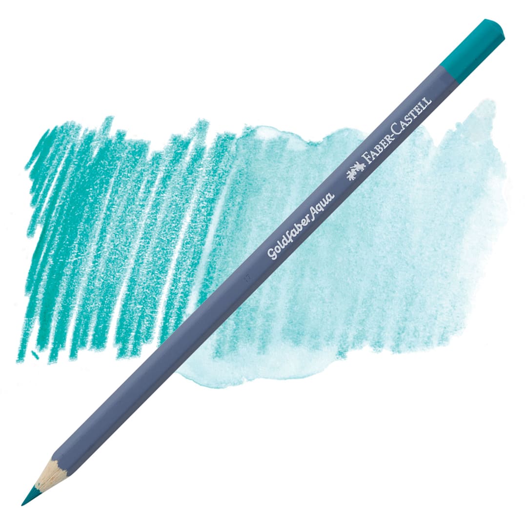 Open in modal - Faber Castell Goldfaber Aqua Watercolor Pencil - Cobalt Green 156 pencil and swatch