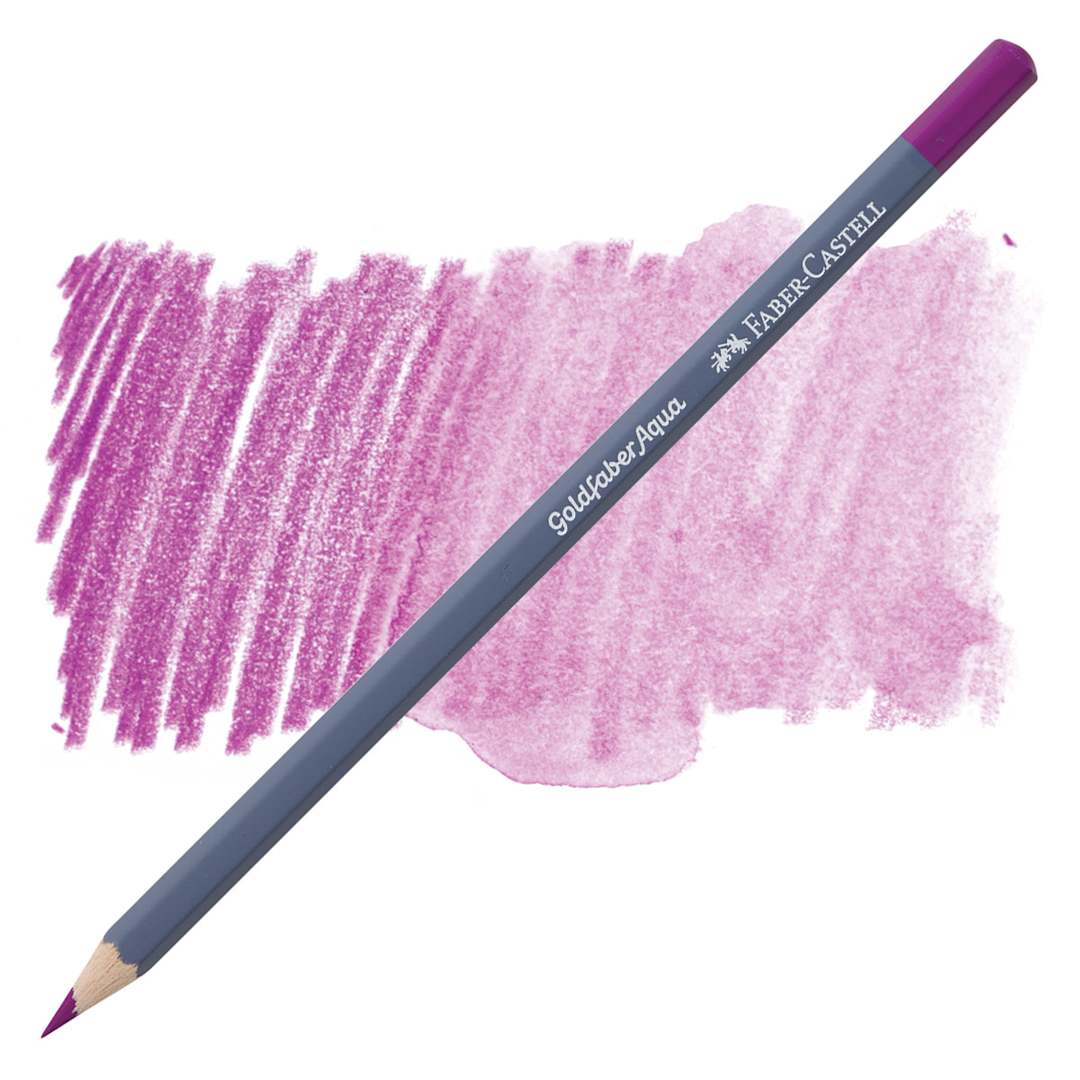Open in modal - Faber Castell Goldfaber Aqua Watercolor Pencil - Crimson 134 pencil and swatch