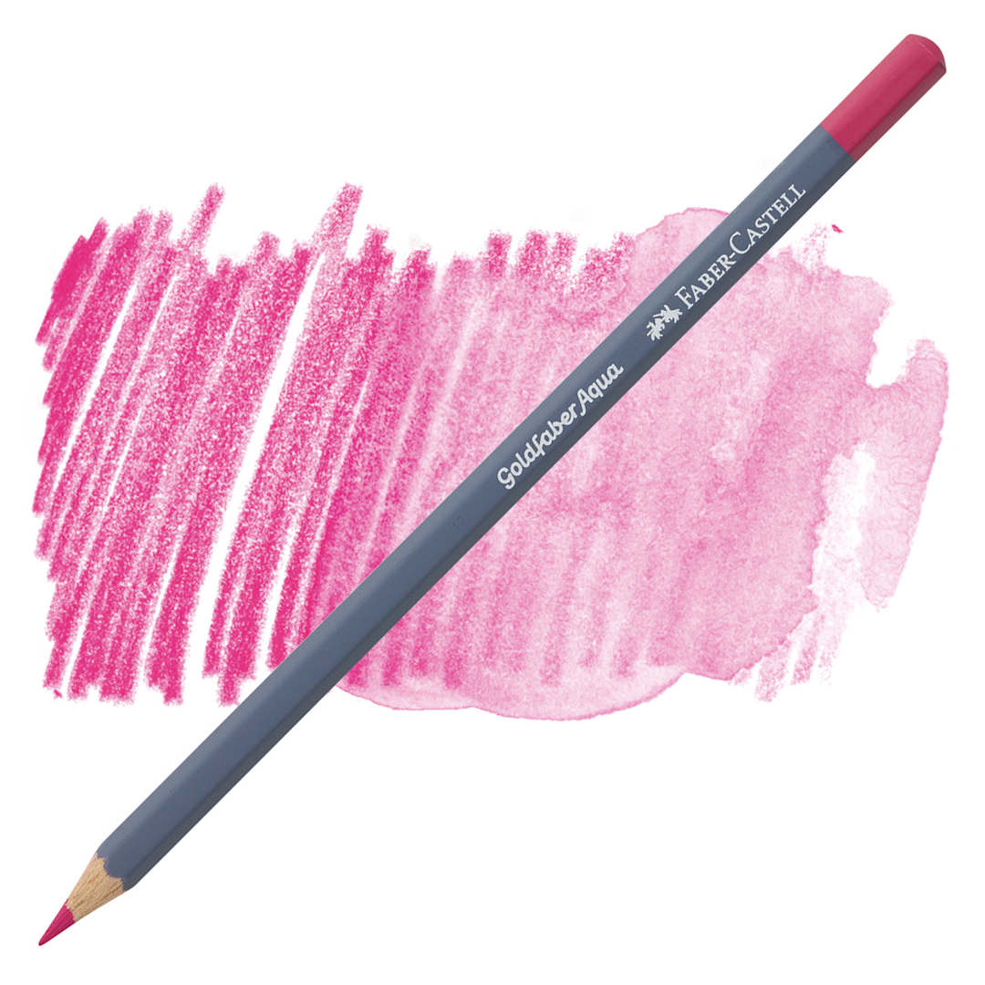 Open in modal - Faber Castell Goldfaber Aqua Watercolor Pencil - Fuchsia 123 pencil and swatch
