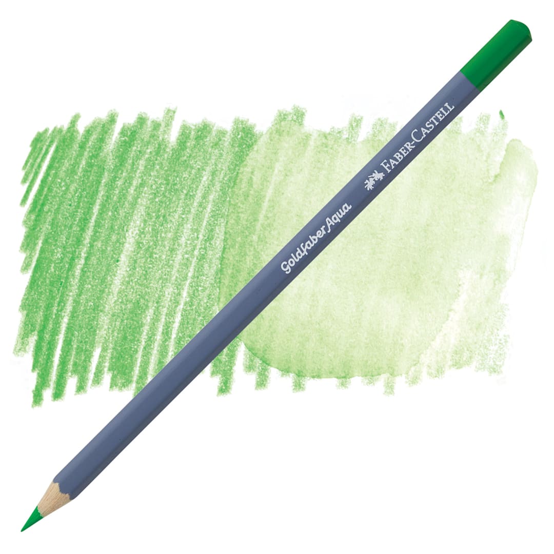 Open in modal - Faber Castell Goldfaber Aqua Watercolor Pencil - Grass Green 166 pencil and swatch