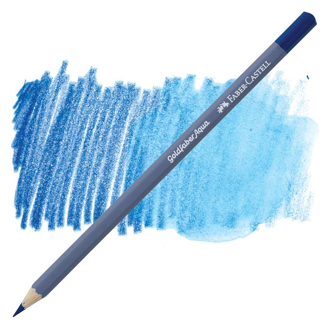 Open in modal - Faber Castell Goldfaber Aqua Watercolor Pencil - Helioblue Reddish 151 pencil and swatch