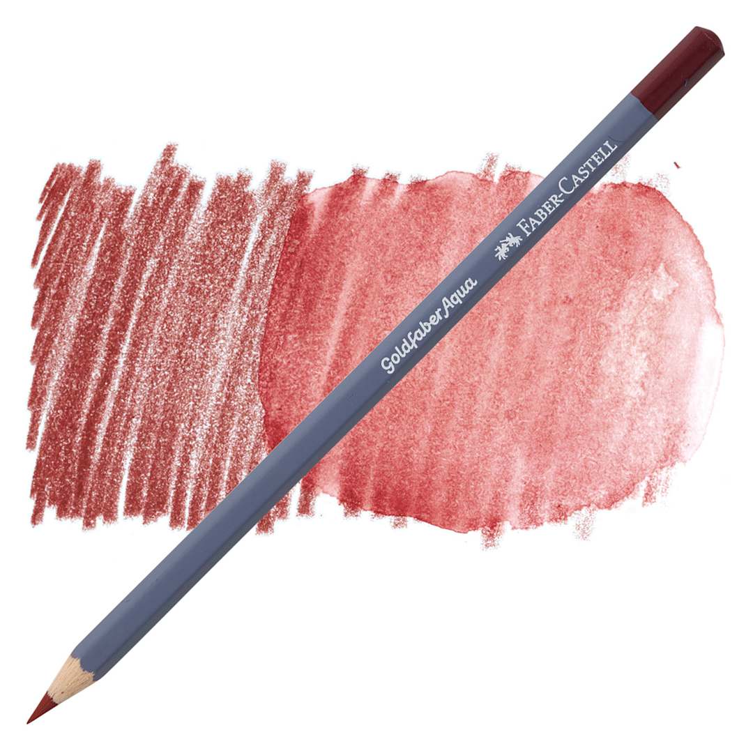 Open in modal - Faber Castell Goldfaber Aqua Watercolor Pencil - Indian Red 192 pencil and swatch
