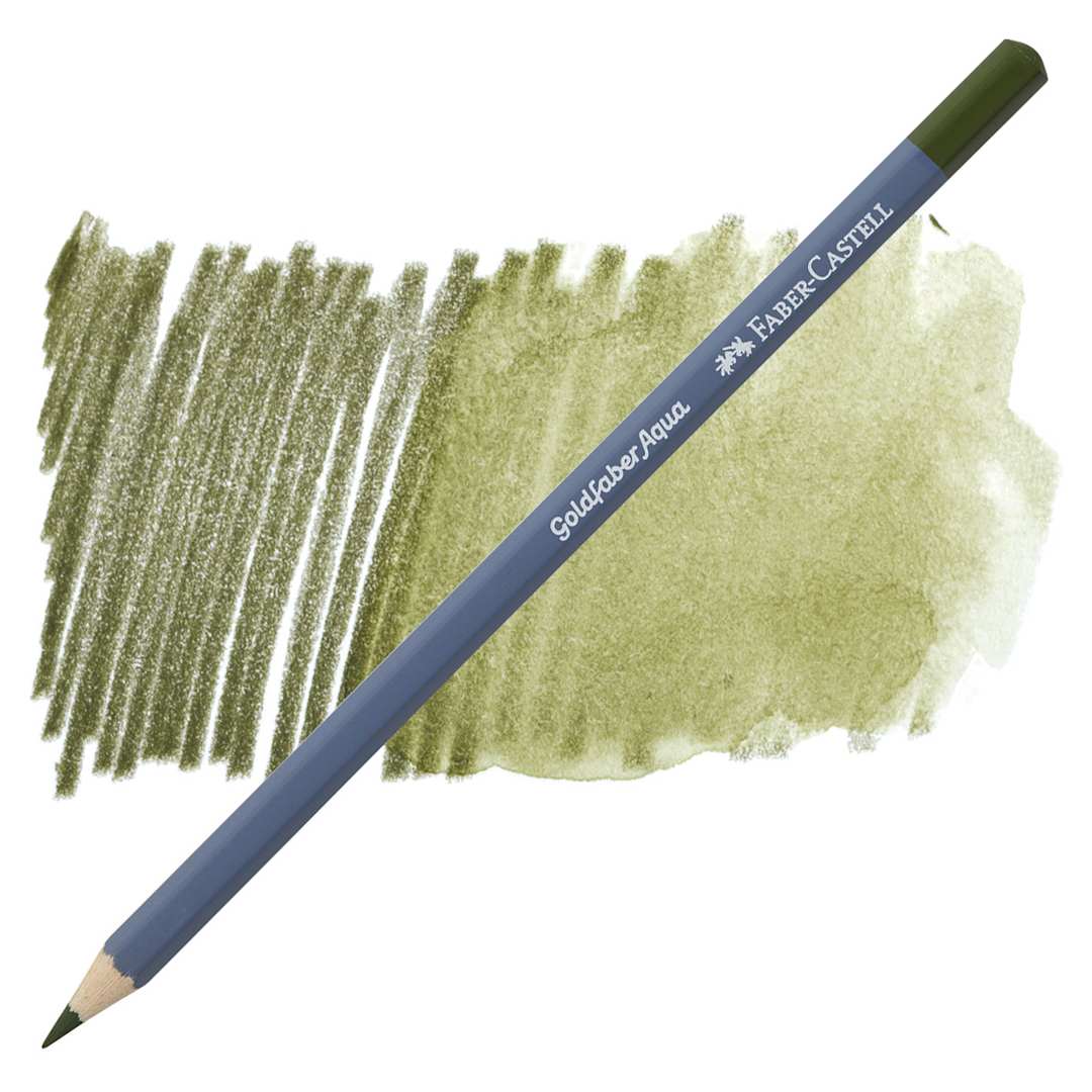 Open in modal - Faber Castell Goldfaber Aqua Watercolor Pencil - Olive Green Yellowish 173 pencil and swatch