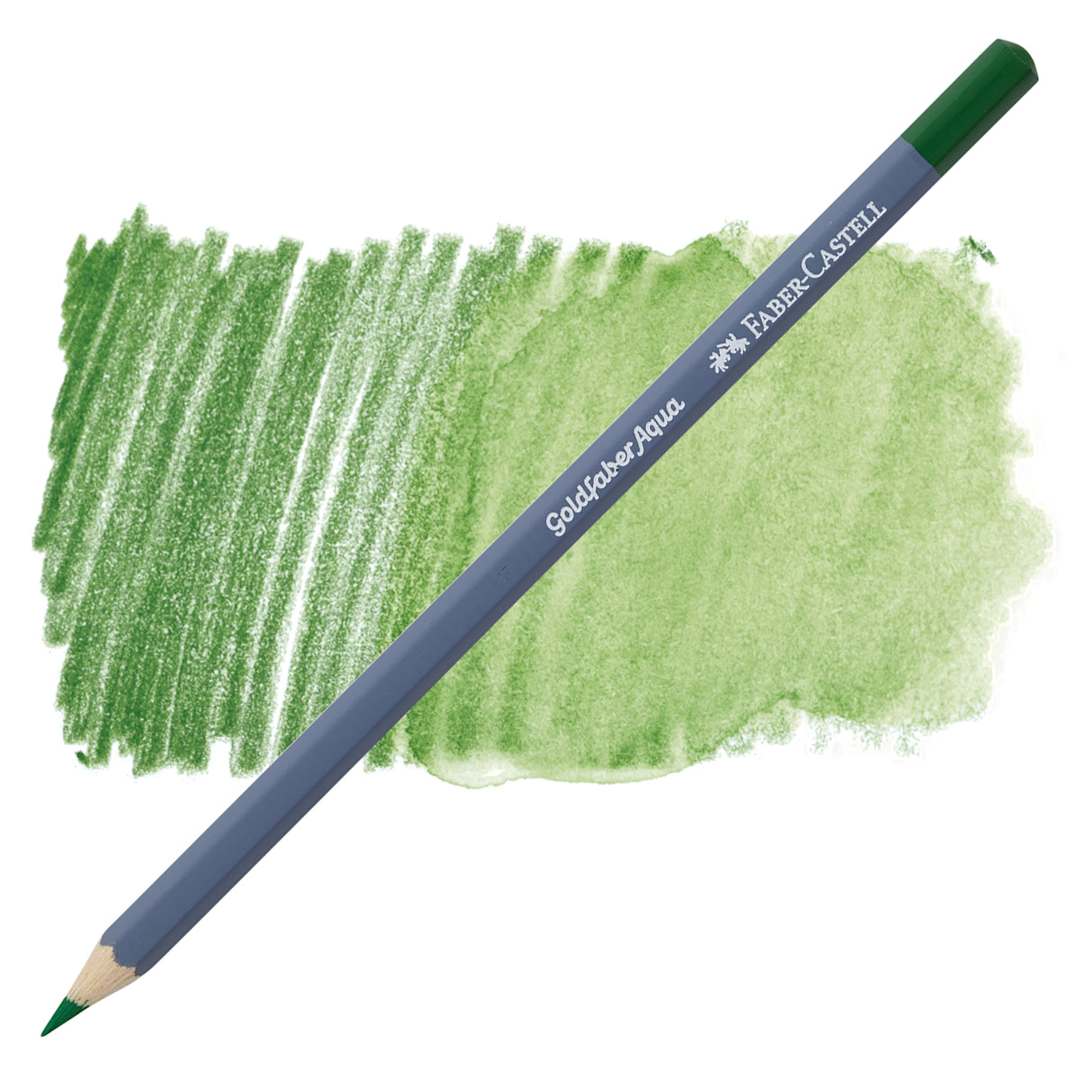 Open in modal - Faber Castell Goldfaber Aqua Watercolor Pencil - Permanent Green 167 pencil and swatch