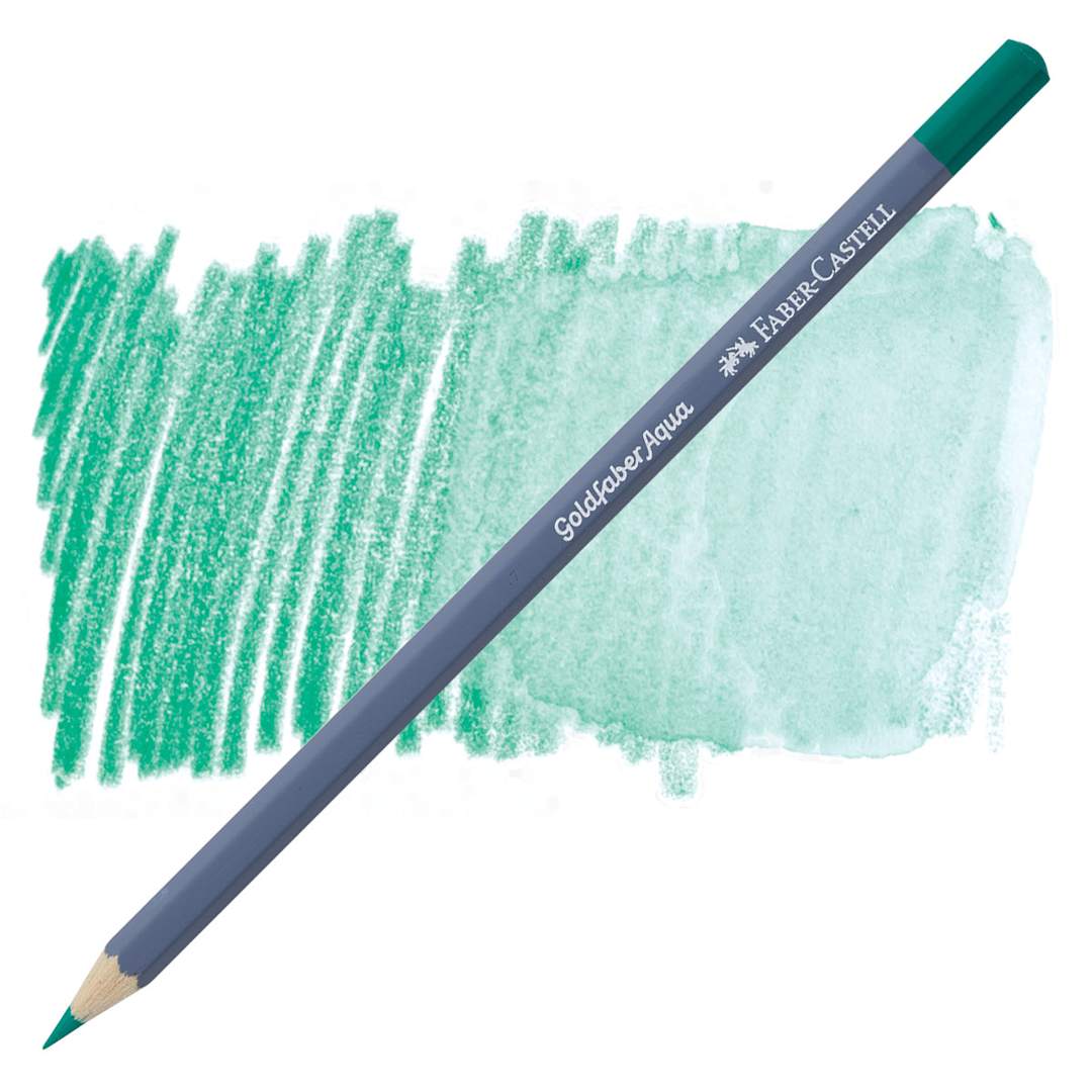 Open in modal - Faber Castell Goldfaber Aqua Watercolor Pencil - Phthalo Green 161 pencil and swatch