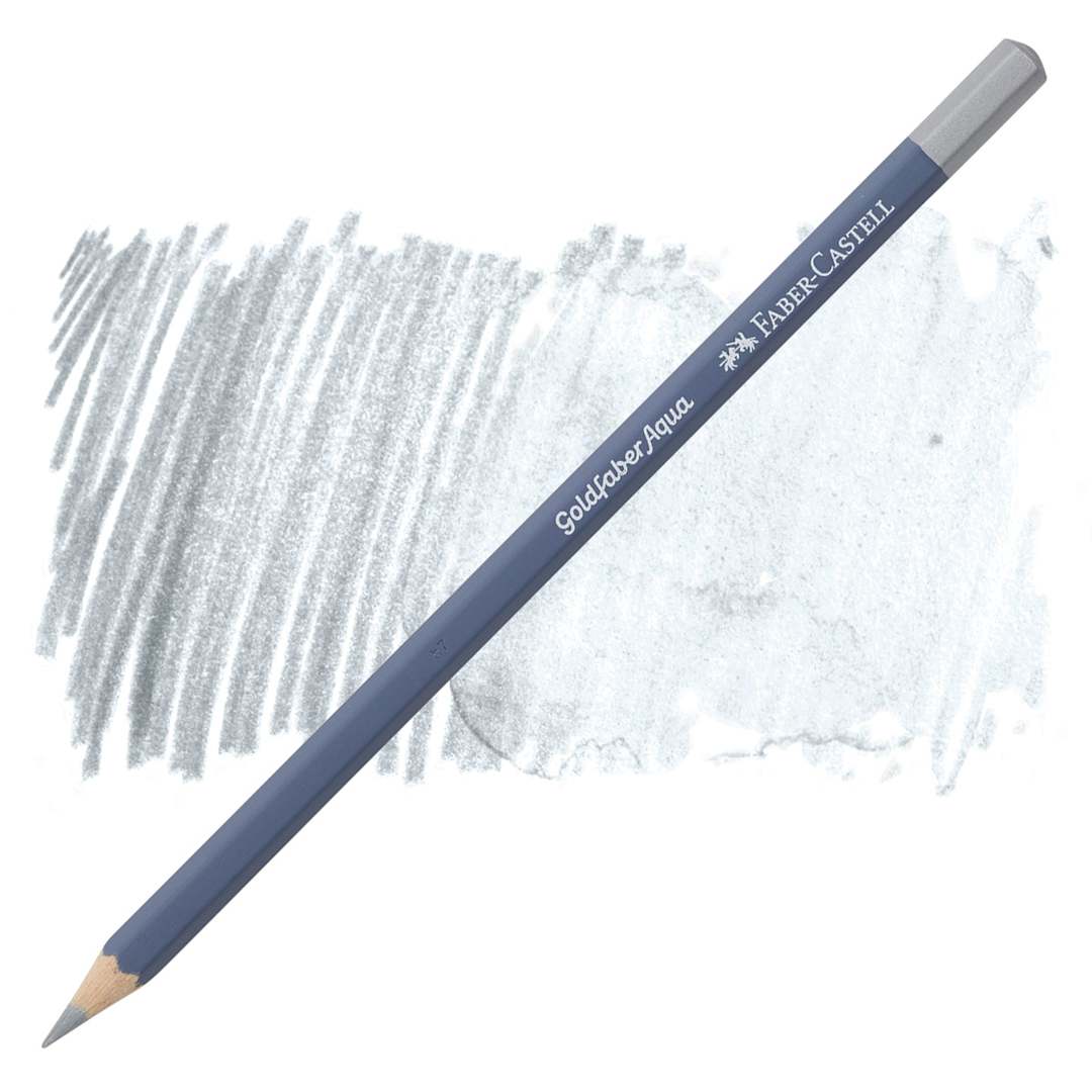 Open in modal - Faber Castell Goldfaber Aqua Watercolor Pencil - Silver 251 pencil and swatch