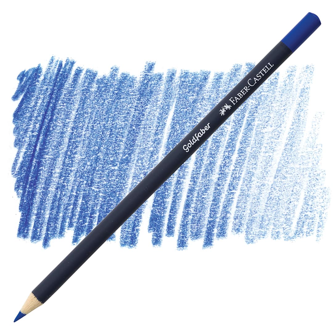 Open in modal - Faber-Castell Goldfaber Color Pencil - Cobalt Blue 143 pencil and swatch