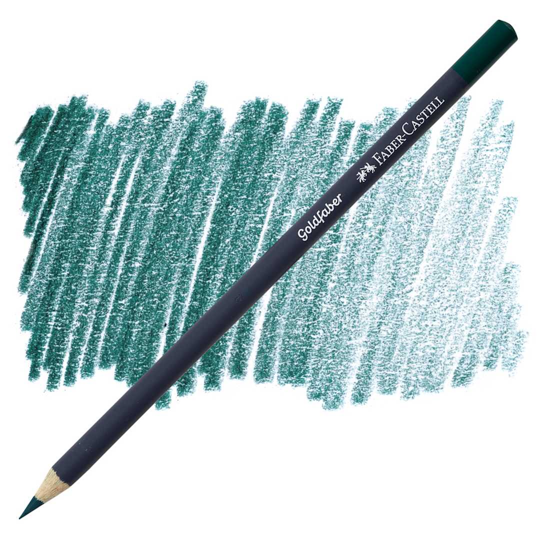 Open in modal - Faber-Castell Goldfaber Color Pencil - Deep Cobalt Green 158 pencil and swatch