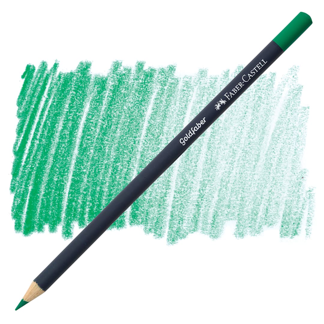 Open in modal - Faber-Castell Goldfaber Color Pencil - Emerald Green 163 pencil and swatch