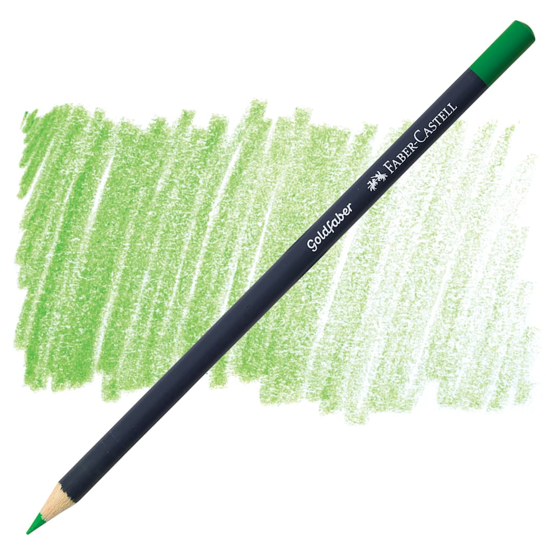 Open in modal - Faber-Castell Goldfaber Color Pencil - Grass Gree 166 pencil and swatch