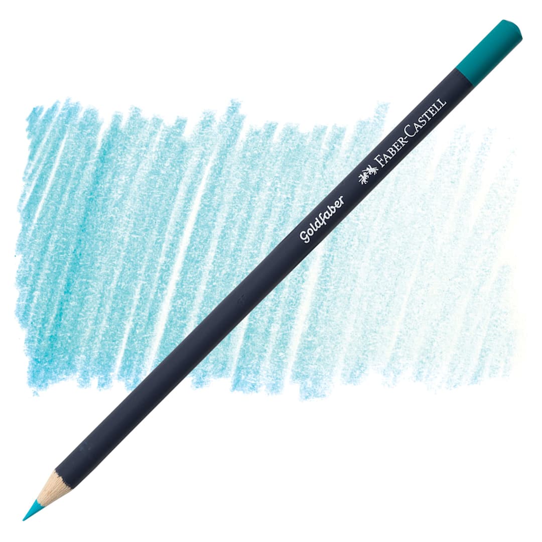 Open in modal - Faber-Castell Goldfaber Color Pencil - Light Cobalt Turquoise 154 pencil and swatch