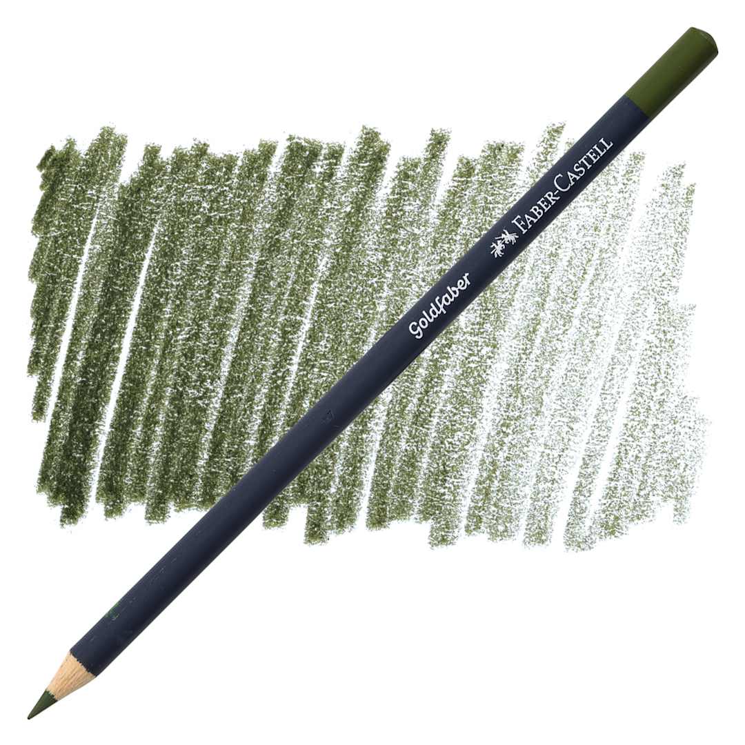 Open in modal - Faber-Castell Goldfaber Color Pencil - Olive Green Yellowish 173 pencil and swatch