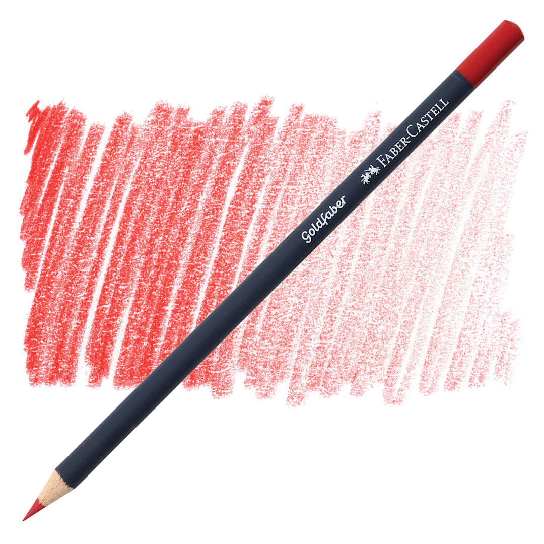 Open in modal - Faber-Castell Goldfaber Color Pencil - Pale Geranium Lake 121 pencil and swatch