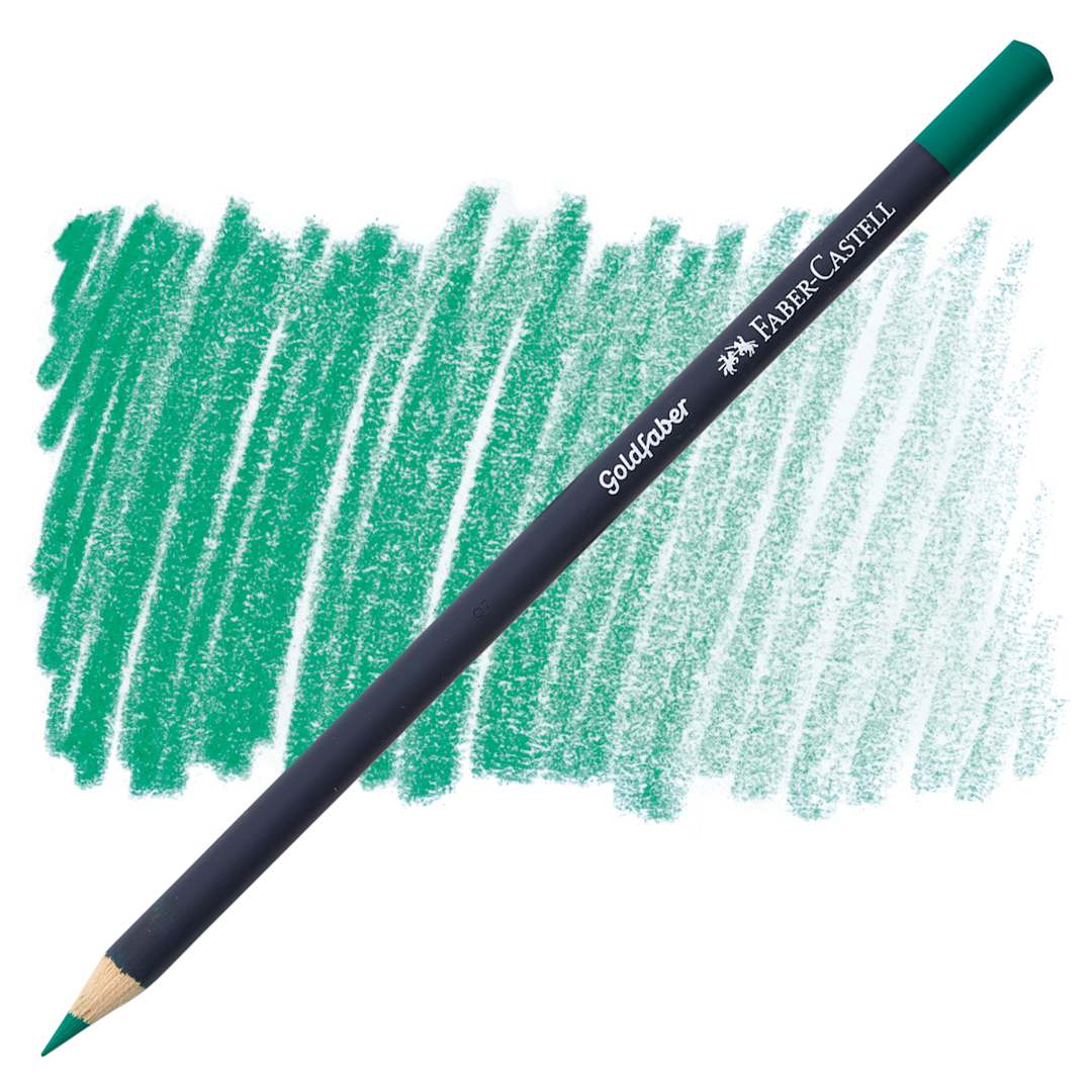 Open in modal - Faber-Castell Goldfaber Color Pencil - Phthalo Green 161 pencil and swatch