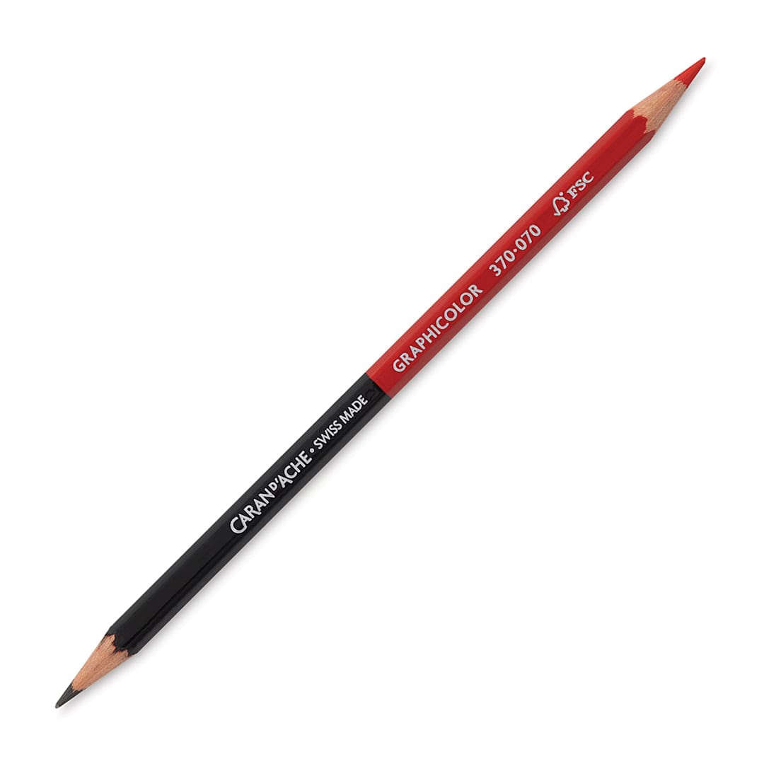 Open in modal - Caran d'Ache Graphicolor BiColor Pencil - Graphite and Red Pencil shown at angle