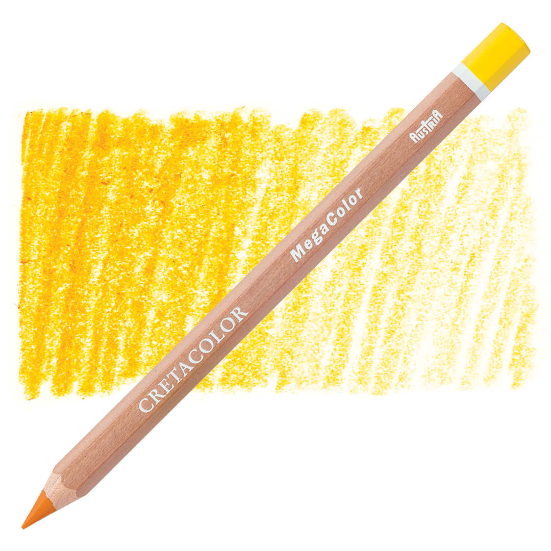 Open in modal - Cretacolor Mega Colored Pencil - Chromium Yellow pencil and swatch