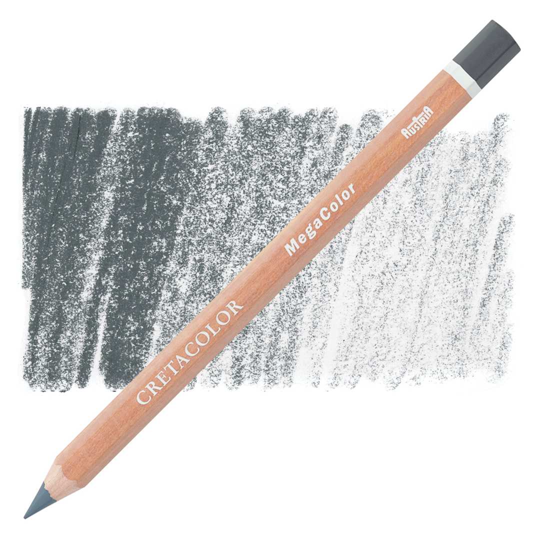 Open in modal - Cretacolor Mega Colored Pencil - Dark Grey pencil and swatch