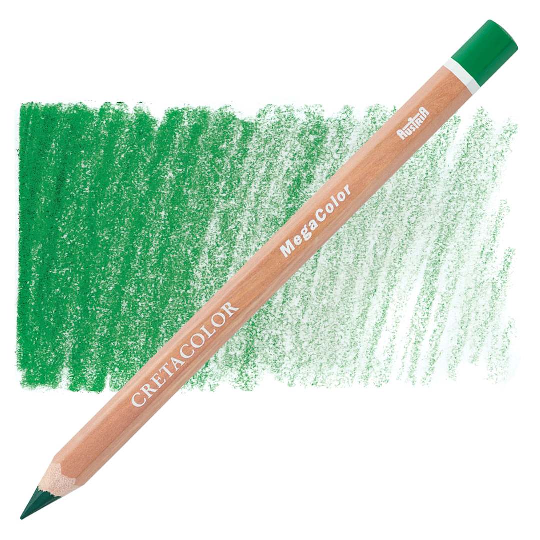 Open in modal - Cretacolor Mega Colored Pencil - Grass Green pencil and swatch