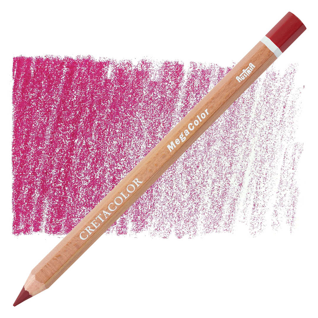 Open in modal - Cretacolor Mega Colored Pencil - Madder Carmine pencil and swatch