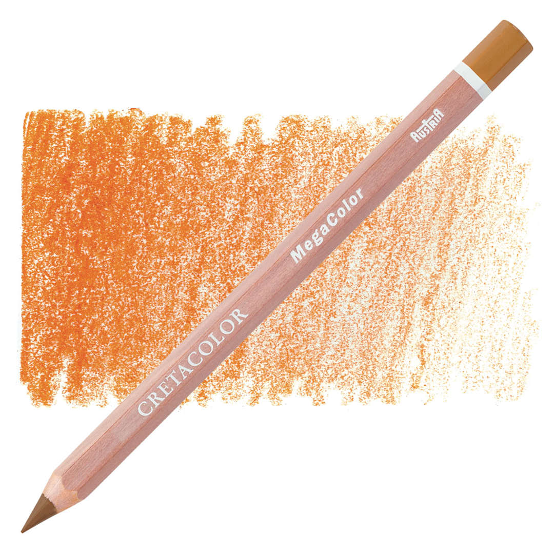Open in modal - Cretacolor Mega Colored Pencil - Ochre Dark pencil and swatch