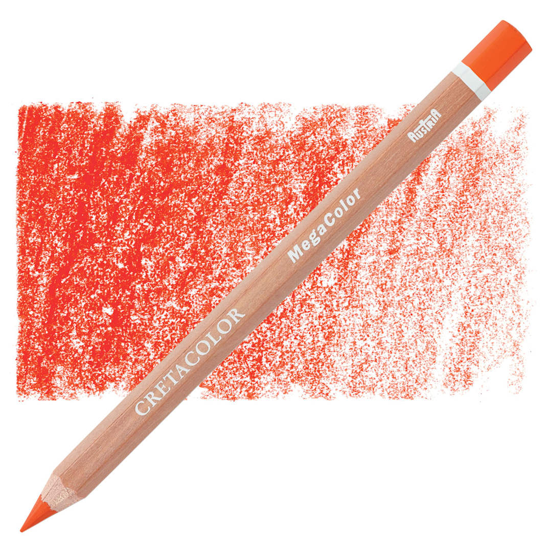 Open in modal - Cretacolor Mega Colored Pencil - Permanent Red Light pencil and swatch