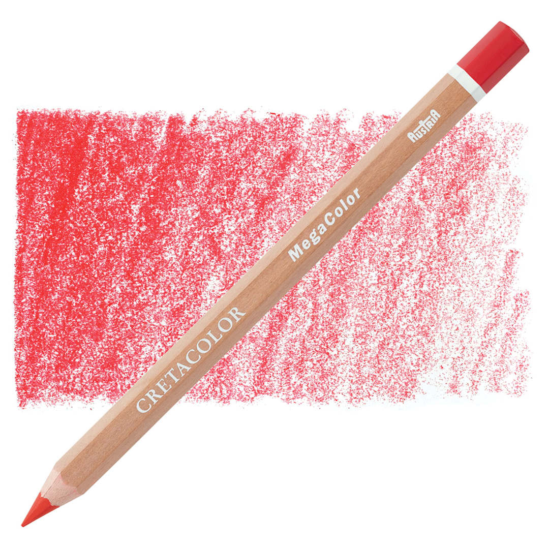 Open in modal - Cretacolor Mega Colored Pencil - Permanent Red Dark pencil and swatch