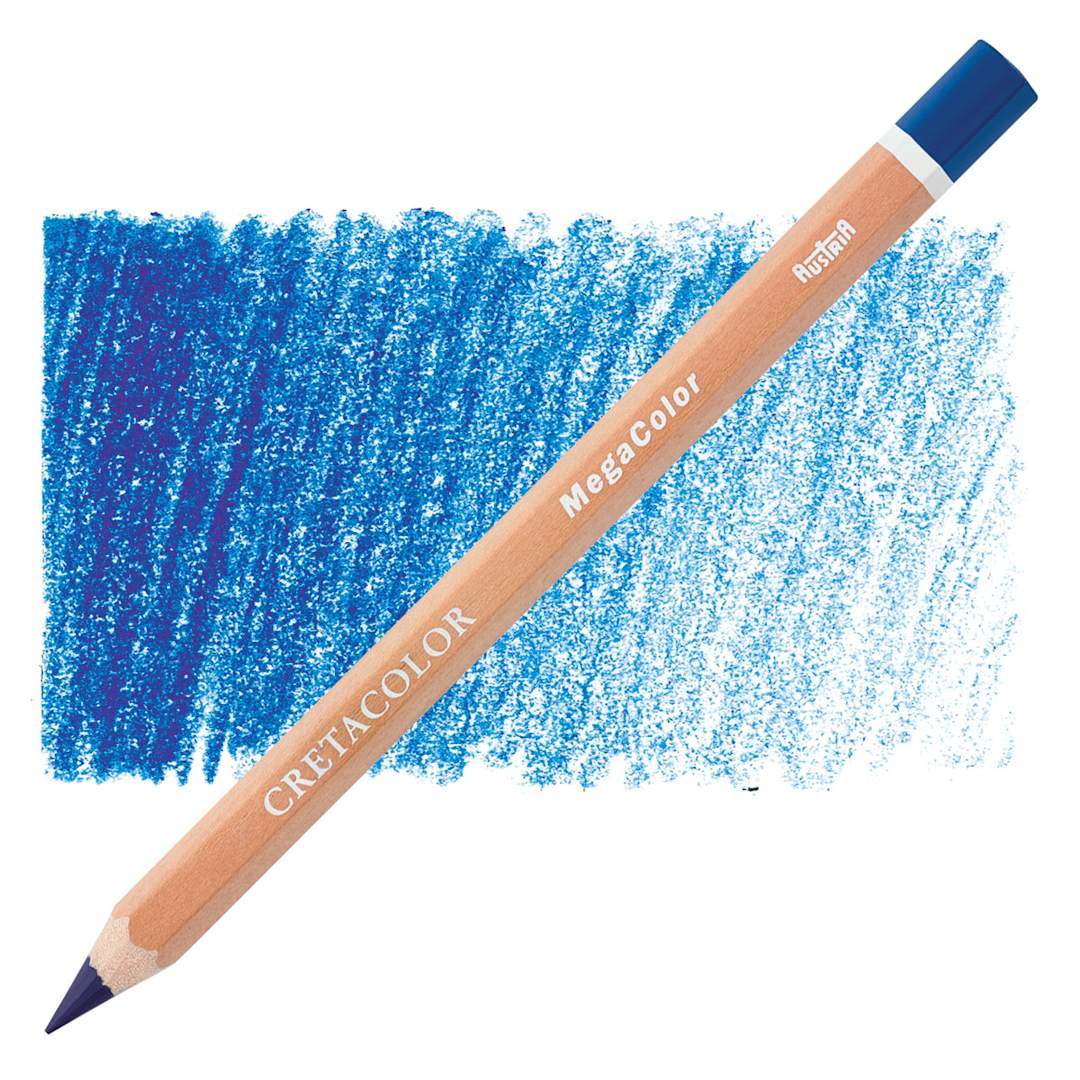 Open in modal - Cretacolor Mega Colored Pencil - Prussian Blue pencil and swatch