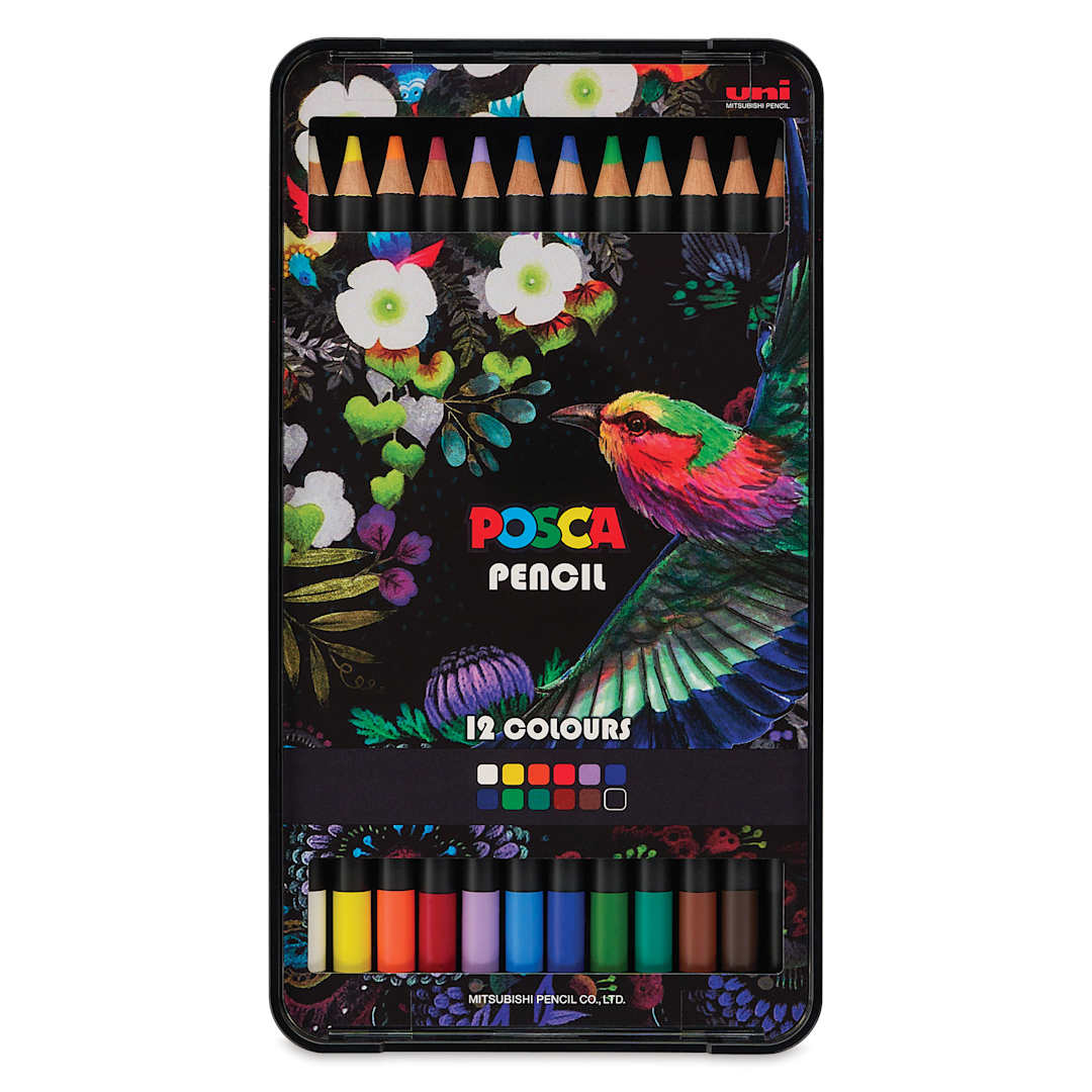 Open in modal - Posca Colored Pencils - Set of 12, Assorted Colors, Limited Edition, front of packaging
