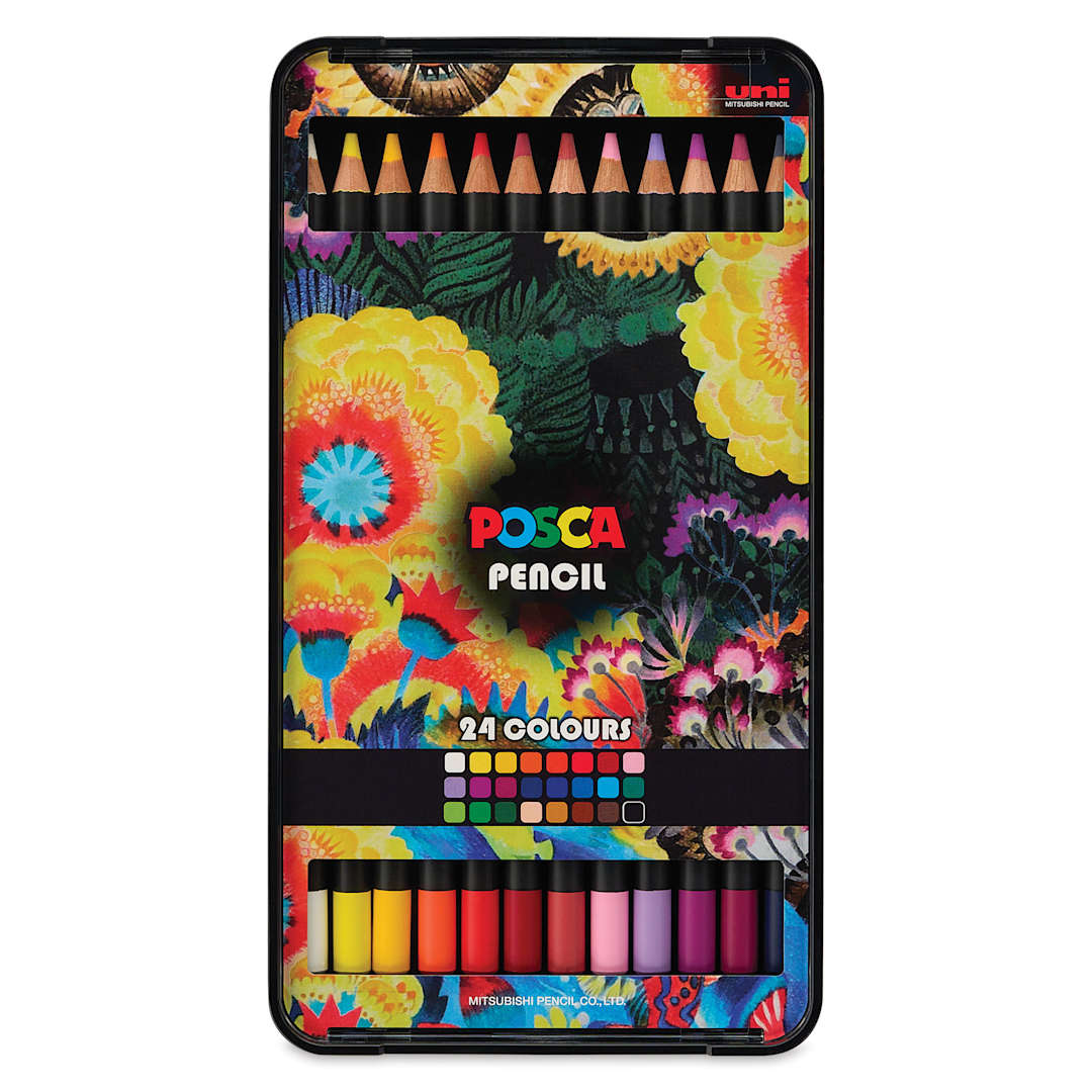 Open in modal - Posca Colored Pencils - Set of 24, Assorted Colors, Limited Edition, front of packaging