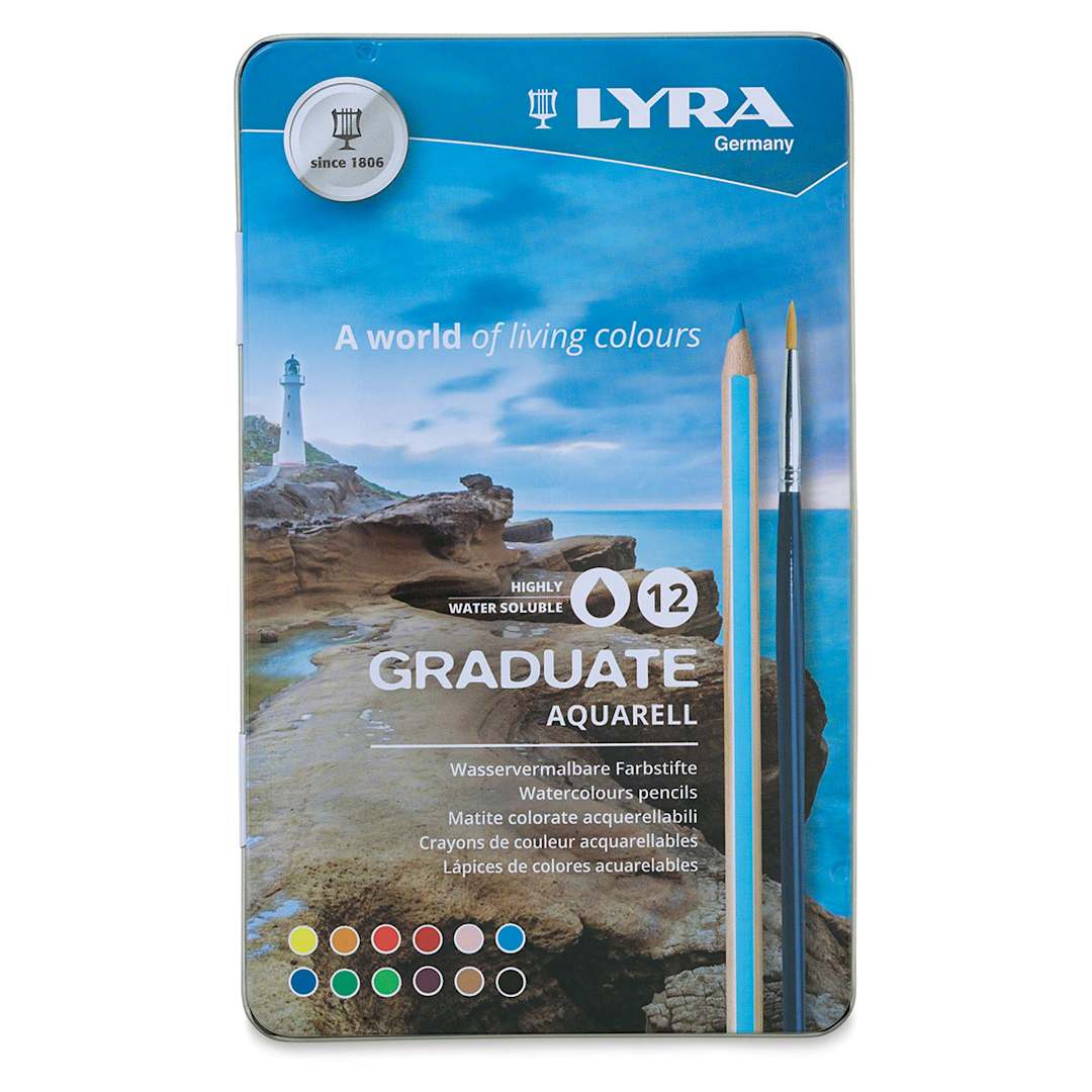 Open in modal - Lyra Graduate Aquarell Pencils - Front of package of Set of 12 pencils